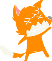 flat color style cartoon cross eyed fox png