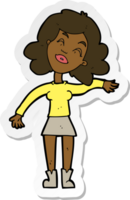 sticker of a cartoon woman only joking png