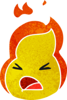 flamme de feu mignon dessin animé rétro kawaii png