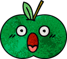 manzana jugosa de dibujos animados de textura grunge retro png