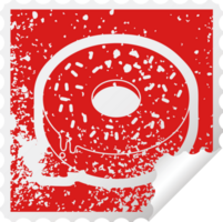 Tasty donut distressed sticker png