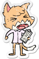 distressed sticker of a angry cartoon fox png