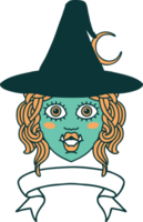 half orc witch character face with banner illustration png