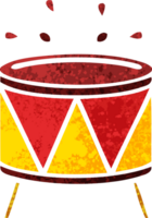 retro illustration style cartoon drum png