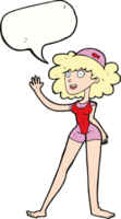 cartoon swimmer woman with speech bubble png