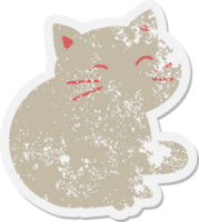 etiqueta engomada del grunge del gato que se sienta png