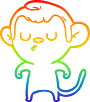 rainbow gradient line drawing cartoon monkey png