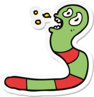 sticker of a cartoon frightened worm png