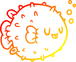 warm gradient line drawing blowfish png