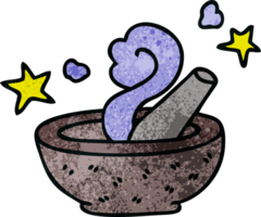 quirky hand drawn cartoon magic pestle and mortar png