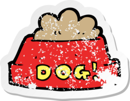 retro distressed sticker of a cartoon dog food png