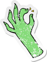 retro distressed sticker of a cartoon hand symbol png