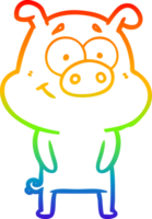 rainbow gradient line drawing happy cartoon pig png