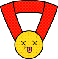 medalla de oro de dibujos animados de estilo cómic png