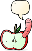 pomme de dessin animé avec ver avec bulle de dialogue png