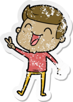 distressed sticker of a cartoon man laughing png