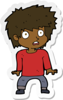 sticker of a cartoon frightened boy png