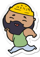 sticker of a cartoon happy bearded man png