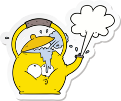 sticker of a cartoon boiling kettle png