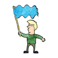 karikaturmann, der flagge schwenkt png