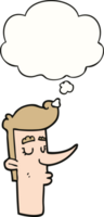 cartoon arrogant man and thought bubble png