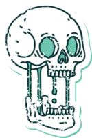 icône de style tatouage autocollant en détresse d'un crâne png