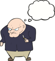 cartoon evil man with thought bubble png