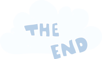 flat color illustration of a cartoon The End symbol png