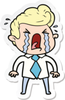 sticker of a cartoon crying man png