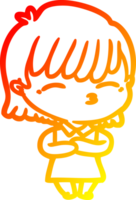 warm gradient line drawing cartoon woman png