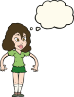 cartoon pretty woman with thought bubble png