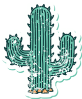 bedrövad klistermärke tatuering stil ikon av en kaktus png