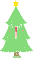 Cartoon-Weihnachtsbaum im flachen Farbstil png