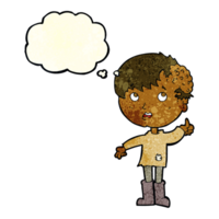 cartoon boy with growth on head with thought bubble png