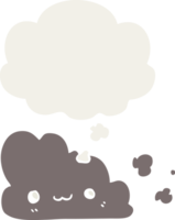 linda nube de dibujos animados y burbuja de pensamiento en estilo retro png