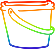 seau de dessin animé de dessin de ligne de gradient arc-en-ciel png