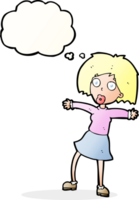 cartoon surprised woman with thought bubble png