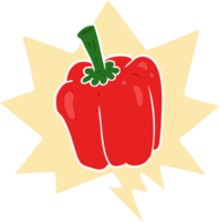 cartoon fresh organic pepper and speech bubble in retro style png