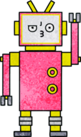 robot de dessin animé de texture grunge rétro png