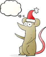 thought bubble cartoon mouse wearing christmas hat png