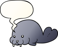 cute cartoon walrus and speech bubble in smooth gradient style png
