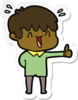 sticker of a cartoon laughing boy png