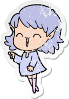 distressed sticker of a cartoon elf girl png