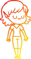 linha de gradiente quente desenhando menina elfa feliz dos desenhos animados png