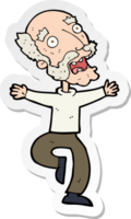 sticker of a cartoon old man having a fright png