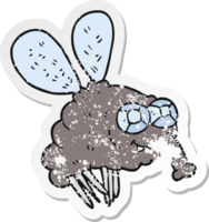 retro distressed sticker of a cartoon fly png