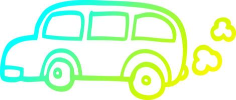 ligne de gradient froid dessinant un autobus scolaire de dessin animé png