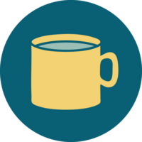 tattoo style icon of cup of coffee png