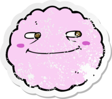 retro noodlijdende sticker van een cartoon happy cloud png