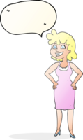 speech bubble cartoon happy woman wearing dress png